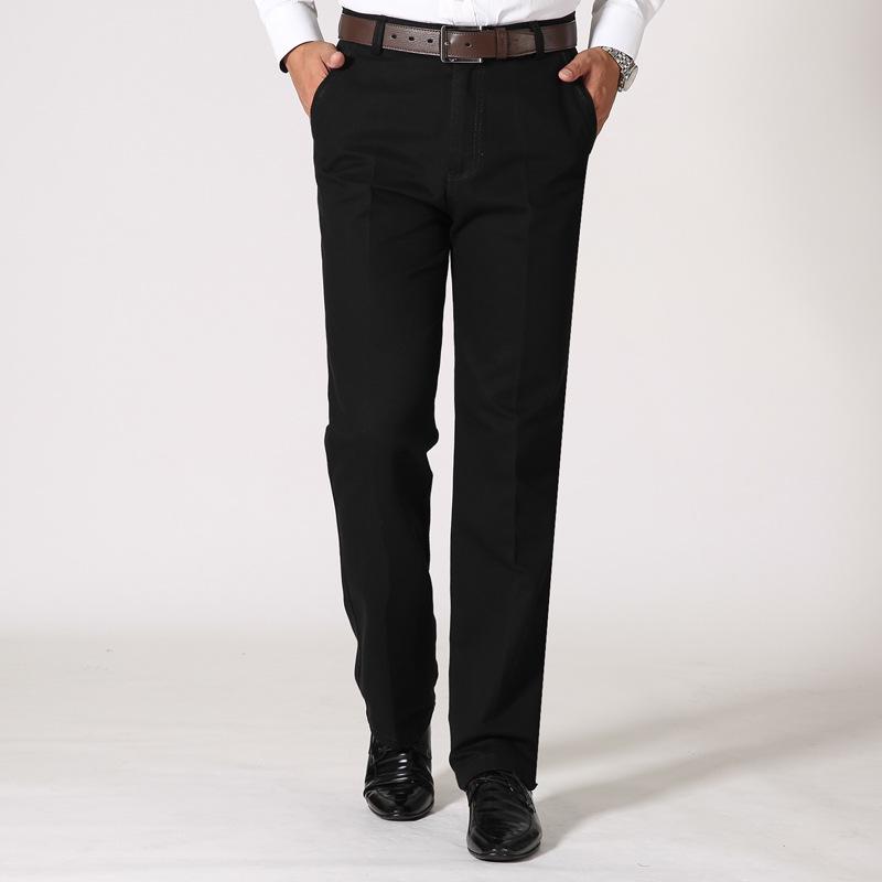 Men's Loose Straight-Leg Pure Cotton Business Pants for Autumn/Winter