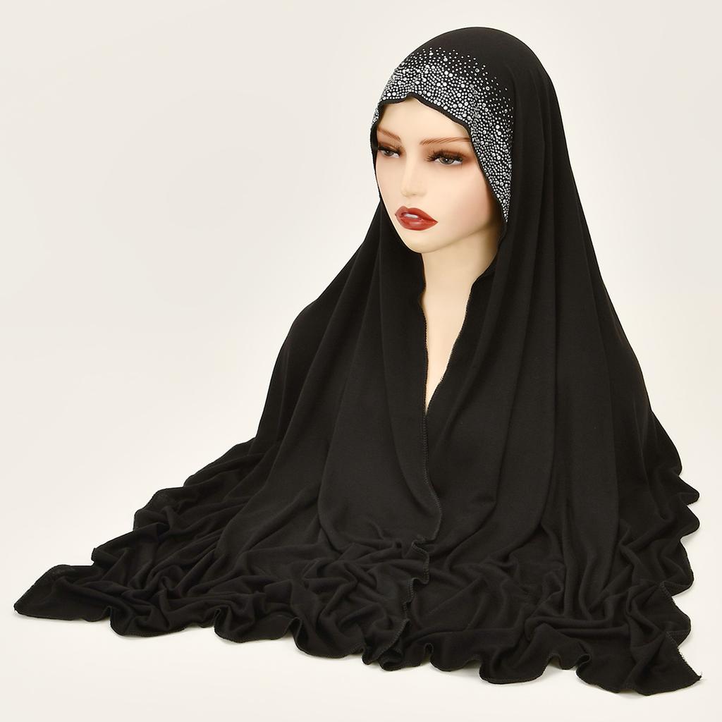 Diamond Modal Cotton Jersey Hijab Scarf For Women Stretch Shawl Plain Muslim Headband Fashion Solid Color Long Muffler 170*60Cm