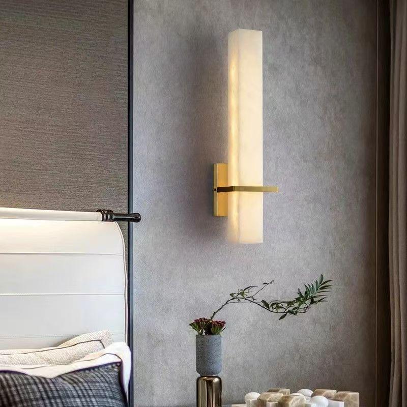 Modern Minimalist Marble and Copper Wall Lamp for Living Room, Study, and Bedroom