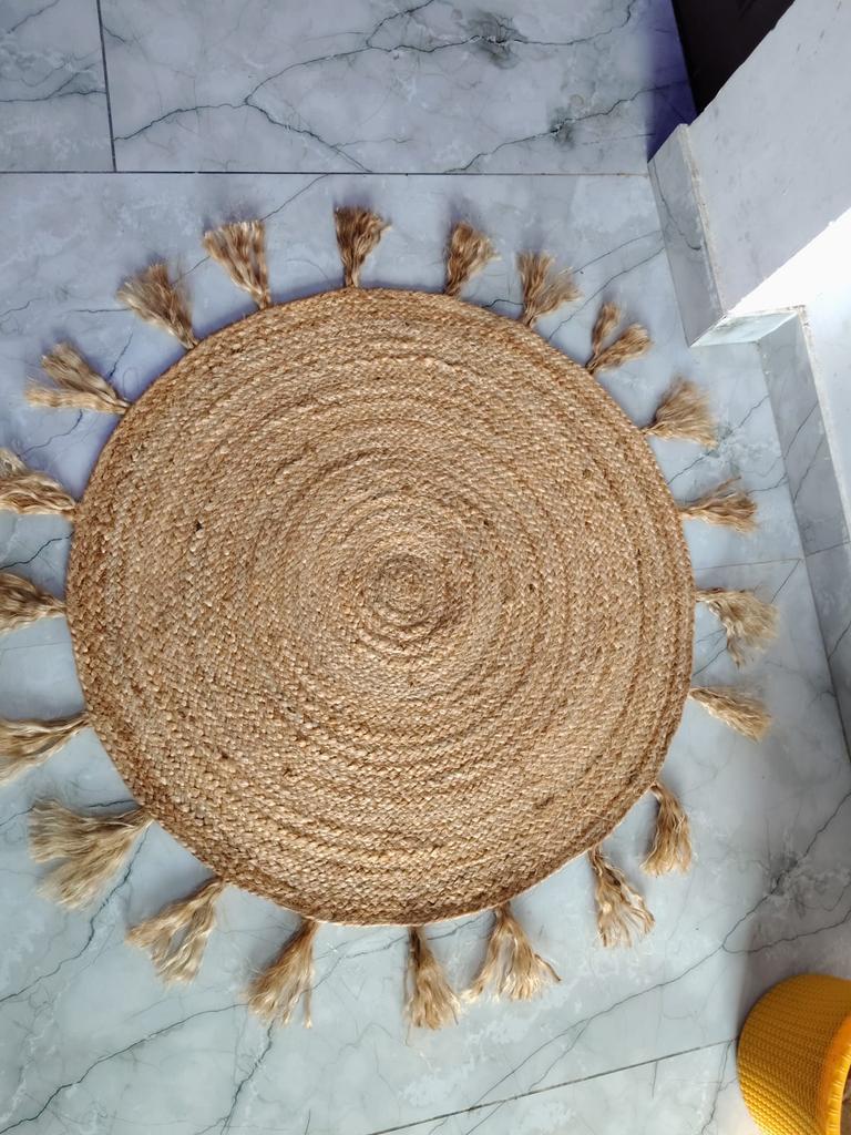 Prostokątny chodnik jutowy ręcznie robiony 100% naturalny pleciony mata podłogowa dwustronny