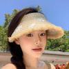 Summer Hat Women's Sun Hat Big Brim Burr Straw Hat Flower Empty Top Sun Hat Premium Sunscreen Hat