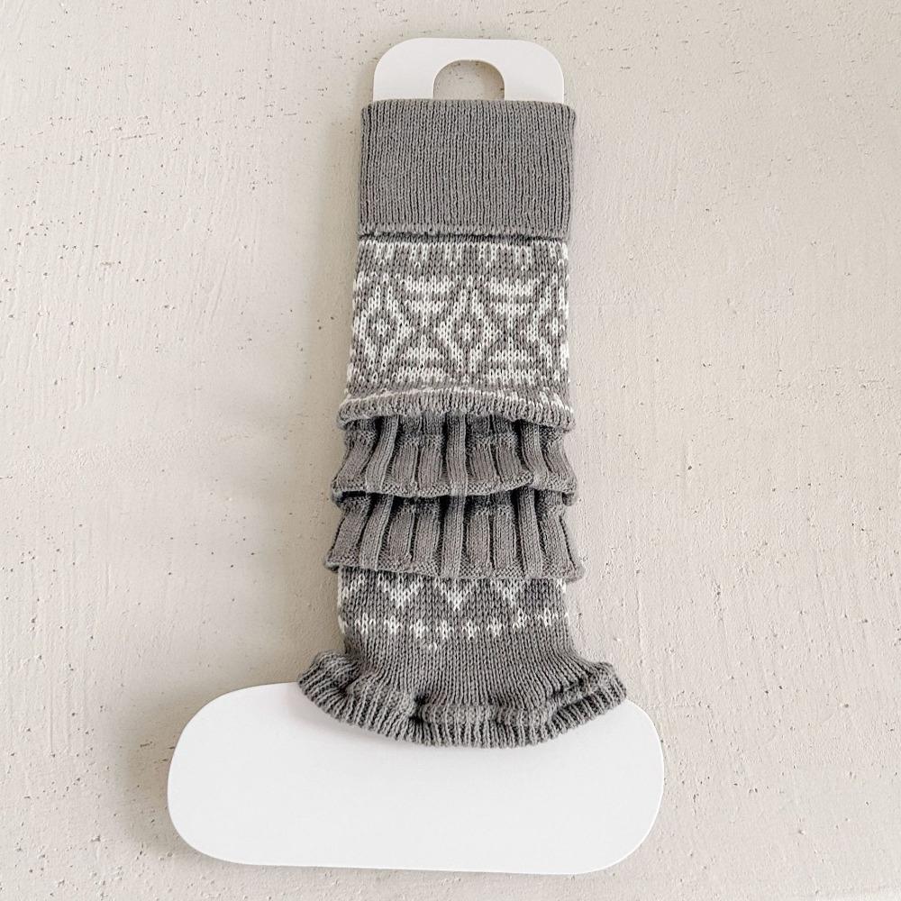 

Harajuku Children s Leg Warmers Solid Color Kids Long Socks Jk Knitted Foot Cover Winter сірий
