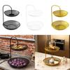 Two Tier Iron Fruit Basket Organizer Large Capacity Fruit Bowl Countertop Vegetable Bread Storage for Kitchen Home Decor