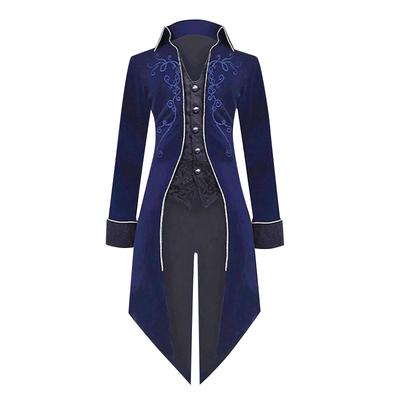 Halloween Tuxedo Vintage Costume Medium Length Punk Men's Coat Court Performance