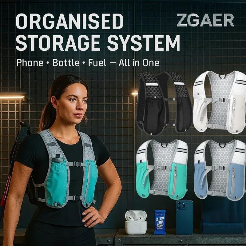 Running Water Bottle Storage Vest Lightweight Running Vest Reflective Hydration Water Chest Pack With Phone Holder