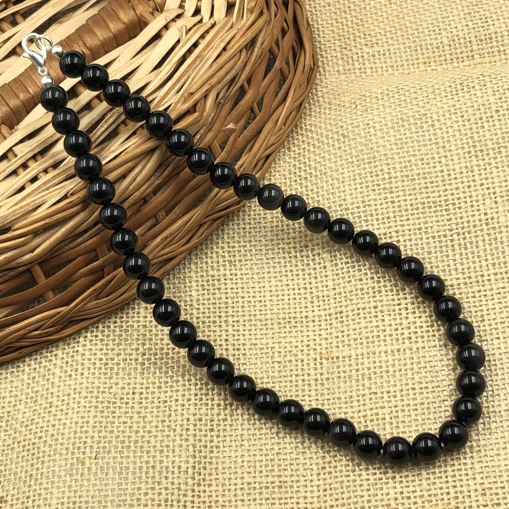 8mm Natural Silver Obsidian Gemstone Round Beads Jewelry Handmade Elegant Necklace 17-20" For Women 8BN-55