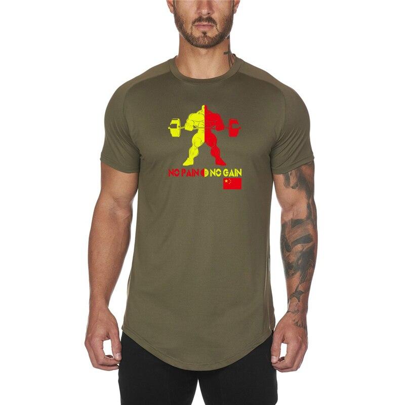 Muscleguys Tricou cu uscare rapidă Maraton în aer liber Mânecă scurtă Bărbați Poliester Fitness Sport Jumătate cu mânecă