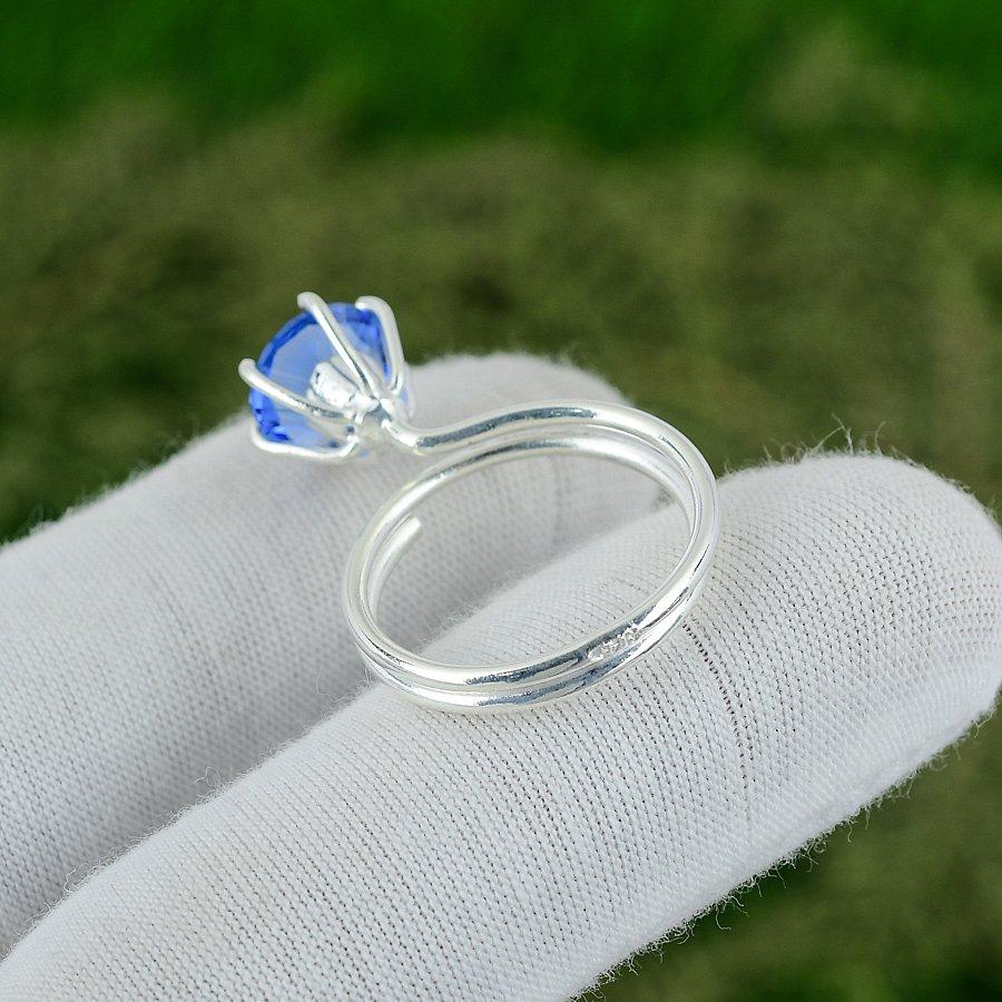 Friendship Day Sale 925 Silver Tanzanite Quartz Gemstone Solitaire Birthday Ring