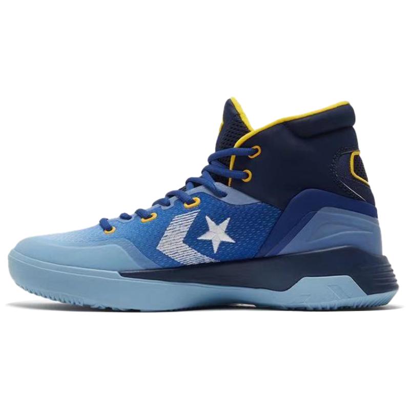 

Converse G4 Round Toe Lace-up Mesh Fabric Mid-Top Practical Basketball Shoes Unisex Blue and Yellow 46