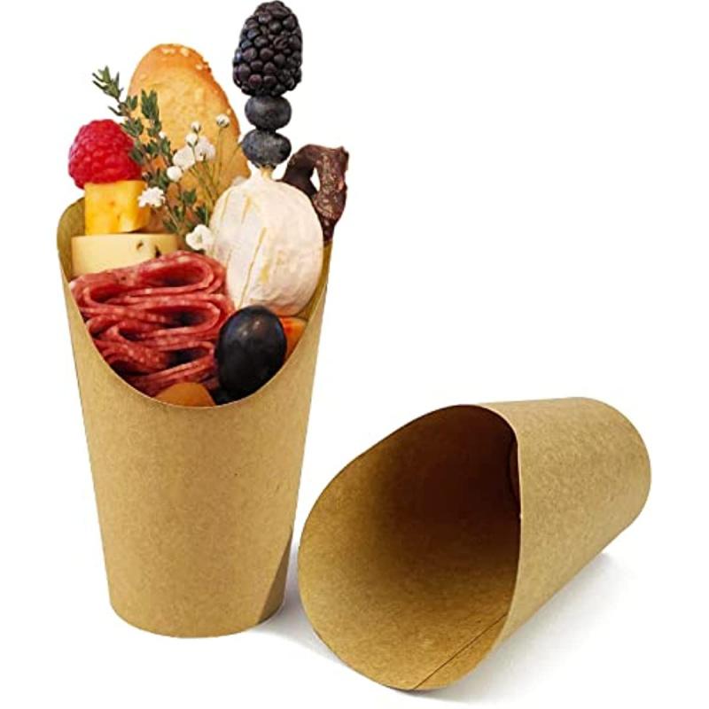 100pcs Multifunctional Paper Cups - Disposable, Food-Grade, French Fries Holder, Charcuterie Container, Paper Cupcake Holder,