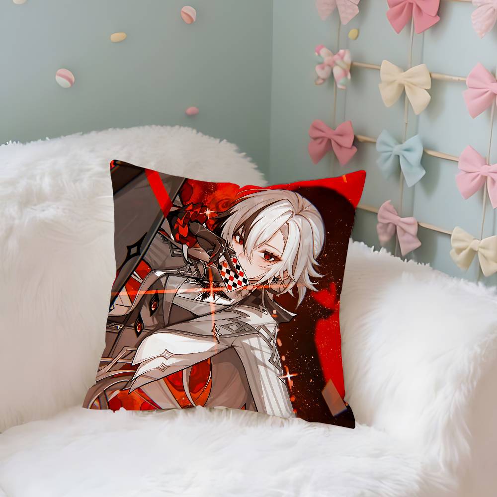 Arlecchino Genshin Impact Pillow Case Throw Pillow Cover Nordic Vintage Style Cushion Covers Home Living Room Sofa Couch Seat