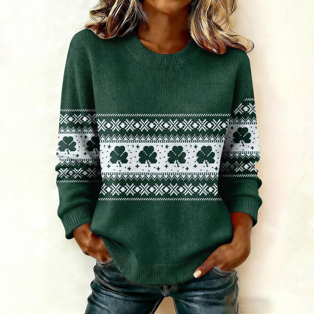 Women'S St. Patrick's Day Sweater Cute Fun Patrick's Day Sweater Spring  Long Sleeve Knitted Sweater