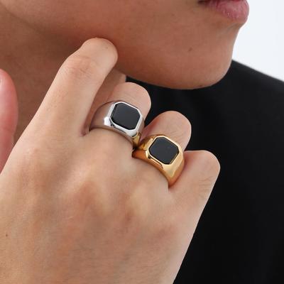 Square Ring for Men,Stainless Steel Thumb Ring Signet Ring Wedding Ring,Stylish Jewelry Gift for Husband Boyfriend Father