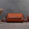 Johnature Vintage Hakiki Deri Yaz Yastık Çanta El Yapımı Çok Yönlü Düz Renk Kadın Omuz ve Crossbody Çanta