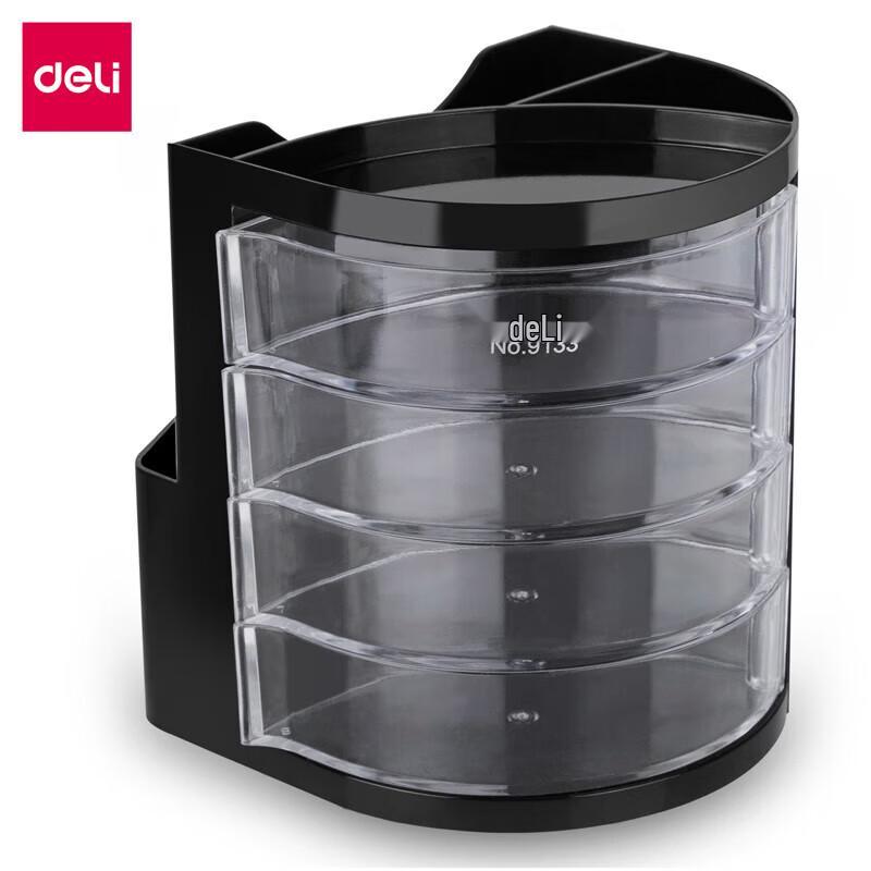 Deli 9133 Transparent 3-Layer Desk Organizer Pen Holder