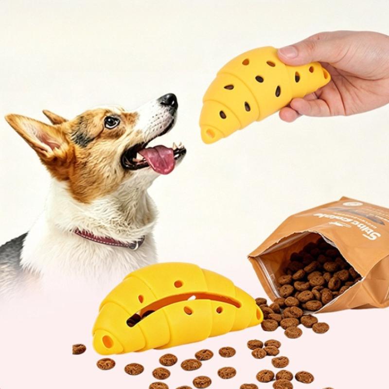 Dog Chew Food Puzzle Toy Chew-resistant Simulated Silicone Cow Horn Bun Puppy Toy Dental Cleaning Training Dog Toy Supplies