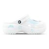 Crocs Classic Platform Clog ZR Zhiran Blue Flower Sea Bow Cute Hole Shoes for Men and Women in White and Blue