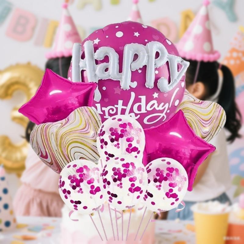 

10pcs agate 3D assembly birthday rose red set, very suitable for birthday party decoration, theme party decoration balloons