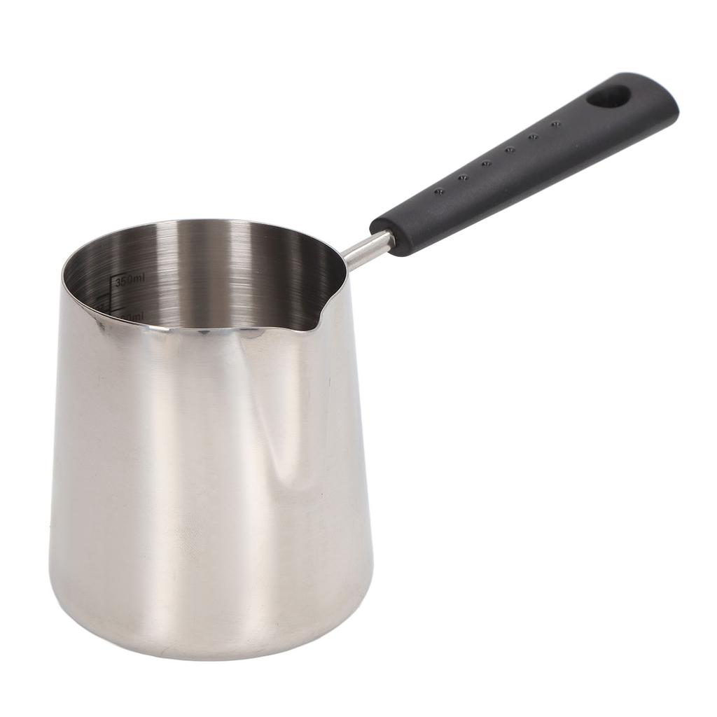 Pichet à lait pour café en acier inoxydable 304 à long manche, pichet à lait à bec verseur pointu, tasse à mousser le lait pour latte avec graduation