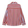 Womens Striped Long Sleeve Shirt With Tie Neck Loose Fit Linen-Feel Top Casual Street Style Blouse