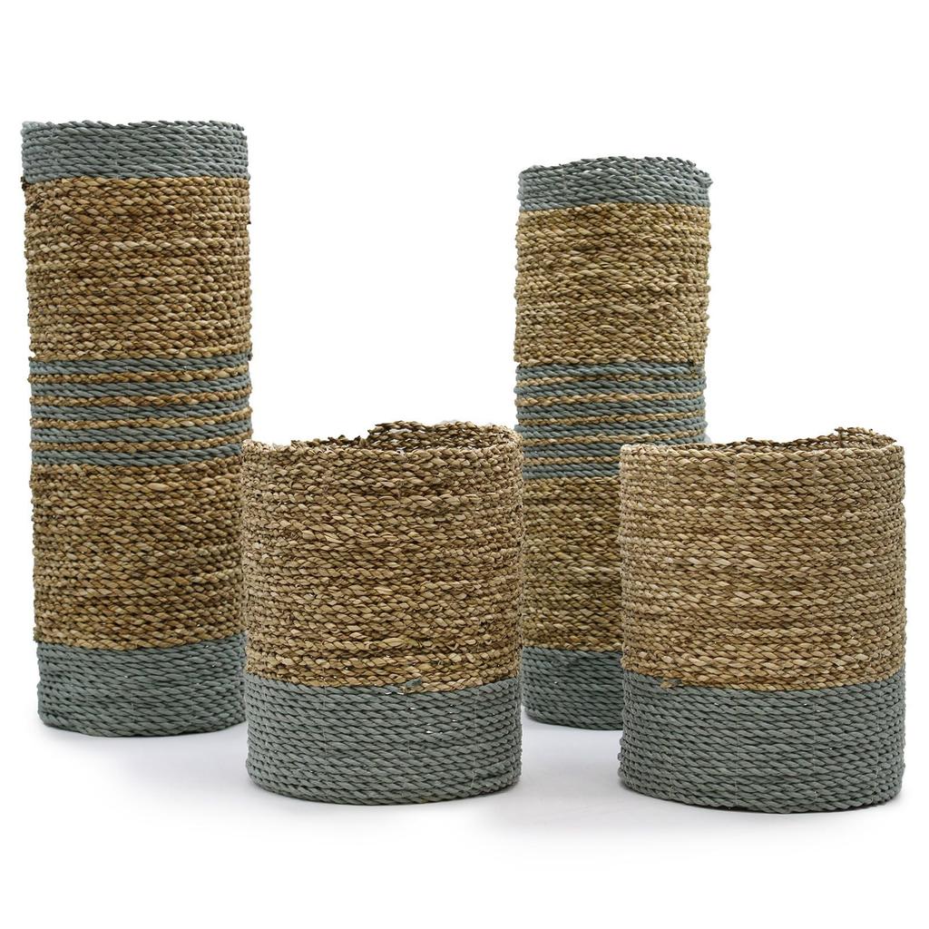 Seagrass Raffia Vases And Bins, 2 Each