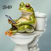 Transparent Acrylic Decor Frog on Toilet Decor, 2D Funny Bathroom Shelf Figure, Cute Decoration Assembled Statue for Desk Living Room Office,