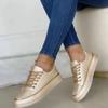 Women's Sneakers  New Fashion Chain Leather Comfortable Round Toe Platform Sneakers Lace-up Walking Women's Vulcanized Shoes