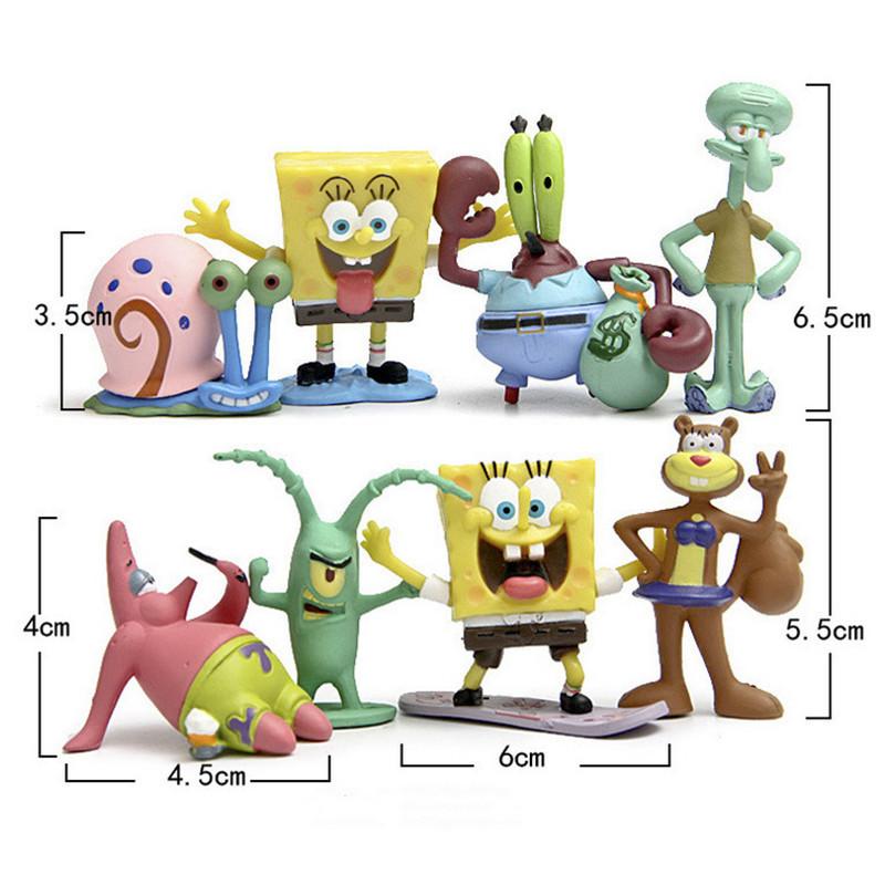 Spongebob Anime Figure Patrick Star Octopus Brother Handmade Model Cartoon Toys for Ornaments 6PCS/8PCS Set Cake Decoration