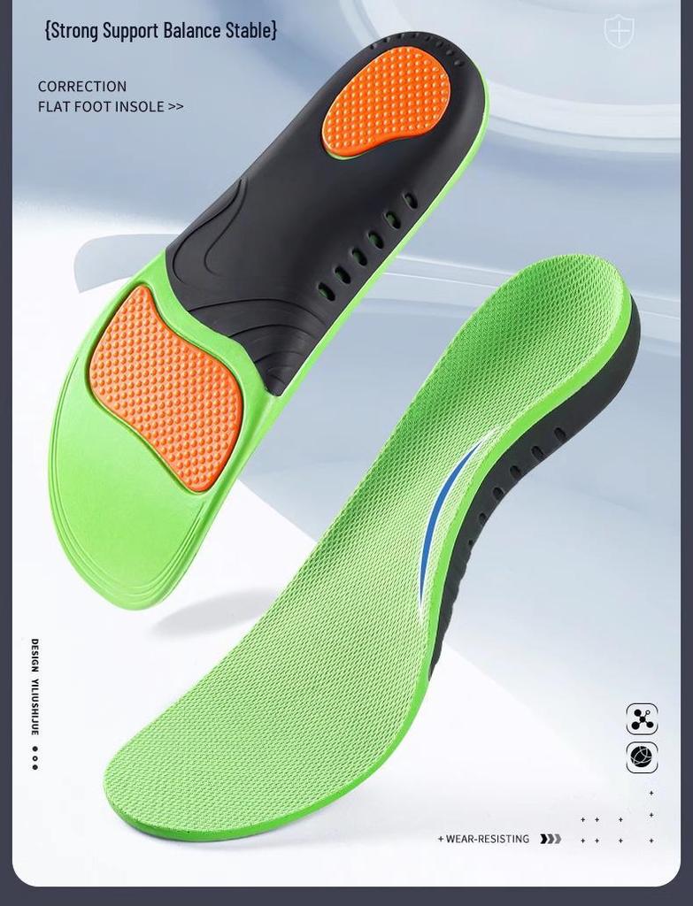 Herren Hochelastische Einlegesohlen mit Fußgewölbeunterstützung - Atmungsaktiv, Schweißabsorbierend, Stoßdämpfend, Plattfußkorrektur.
