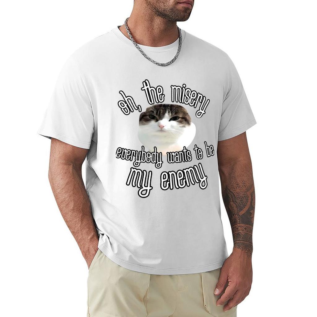 Oh the misery Cat TShirt Comfortable Basic Crew Neck Tee