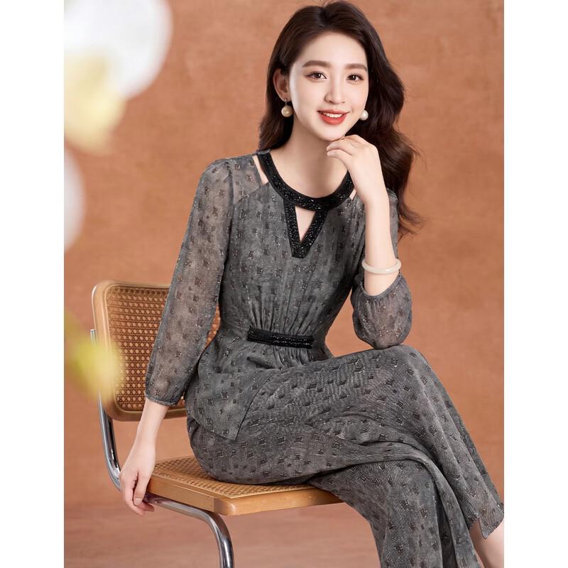 Women s French Elegant Print Two-Piece Set M