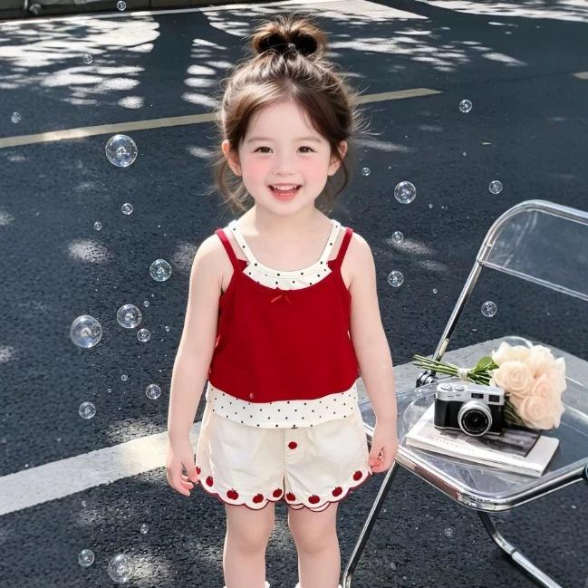 Cute Baby Girl Summer Polka Dot Tank Top and Shorts Set