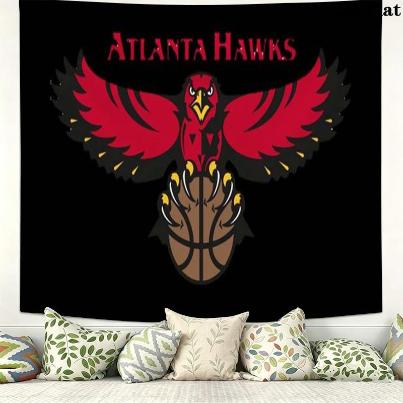 Atlanta Hawks Logo Wall Tapestry Aesthetic Wall Hanging Printed Fabric Blanket Decorative Tapestries for Bedroom Living Room Home Decor