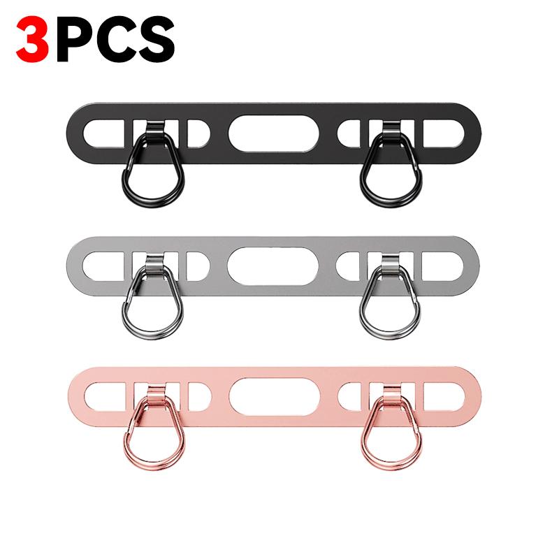 1/2/3Pcs Metal Phone Lanyard Side Hanging Patch For iPhone Stainless Steel Clip Double Buckle Phone Straps Gasket Connect Piece