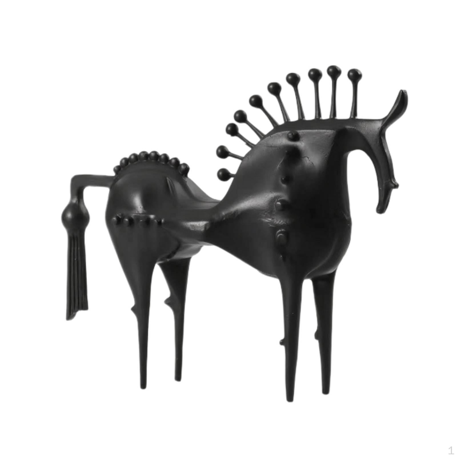 Horse Figurine Abstract Statue Matte Black Decor for Art Lovers, Homeowners, Living Room,