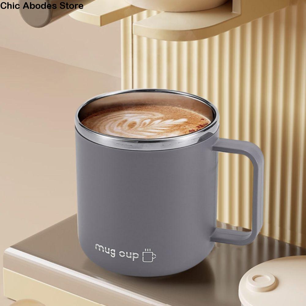 Household 304 Stainless Steel Insulated Coffee Mug Sliding Cover Design 400 ML Drinking Cup Sealed with Lid Coffee Cup Gift