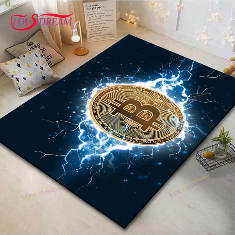 Hot Exquisite 3D Bitcoin BCT Printed Carpet Outdoor Rug Area Rug Non-slip Carpet Bedroom Decor Carpet for Room Gift