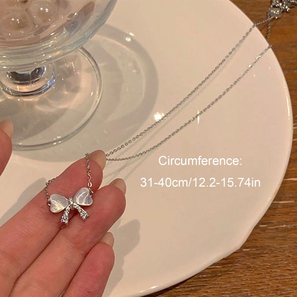 Moon Star Pendant Necklace Sweet Bow Dainty Necklace Collection Elegant Minimalist Zinc Alloy Jewelry For Women Gifts