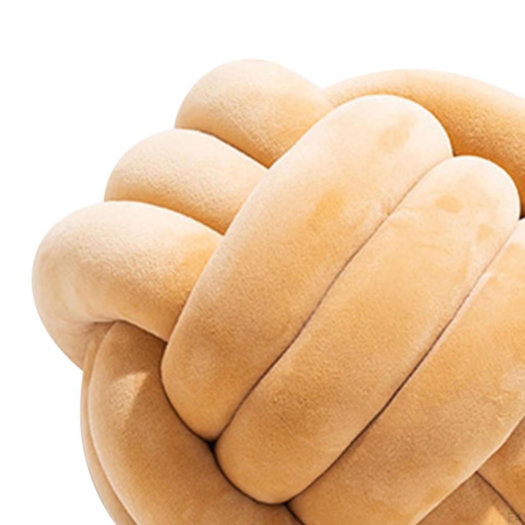 Soft Knot Ball Pillow 22cm Hand Woven Plush Toy for Sofa Car Home Decoration Pink