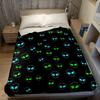 Neon-Alien-Beflockungs-Flanell-Decke Warm Weich Halloween Weihnachten Sofa Warm Gemütlich Dekorative Deko Geschenk für Alle Jahreszeiten