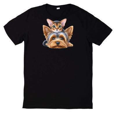 T-Shirt Lustiges Beste Freunde Katze und Hund Motiv