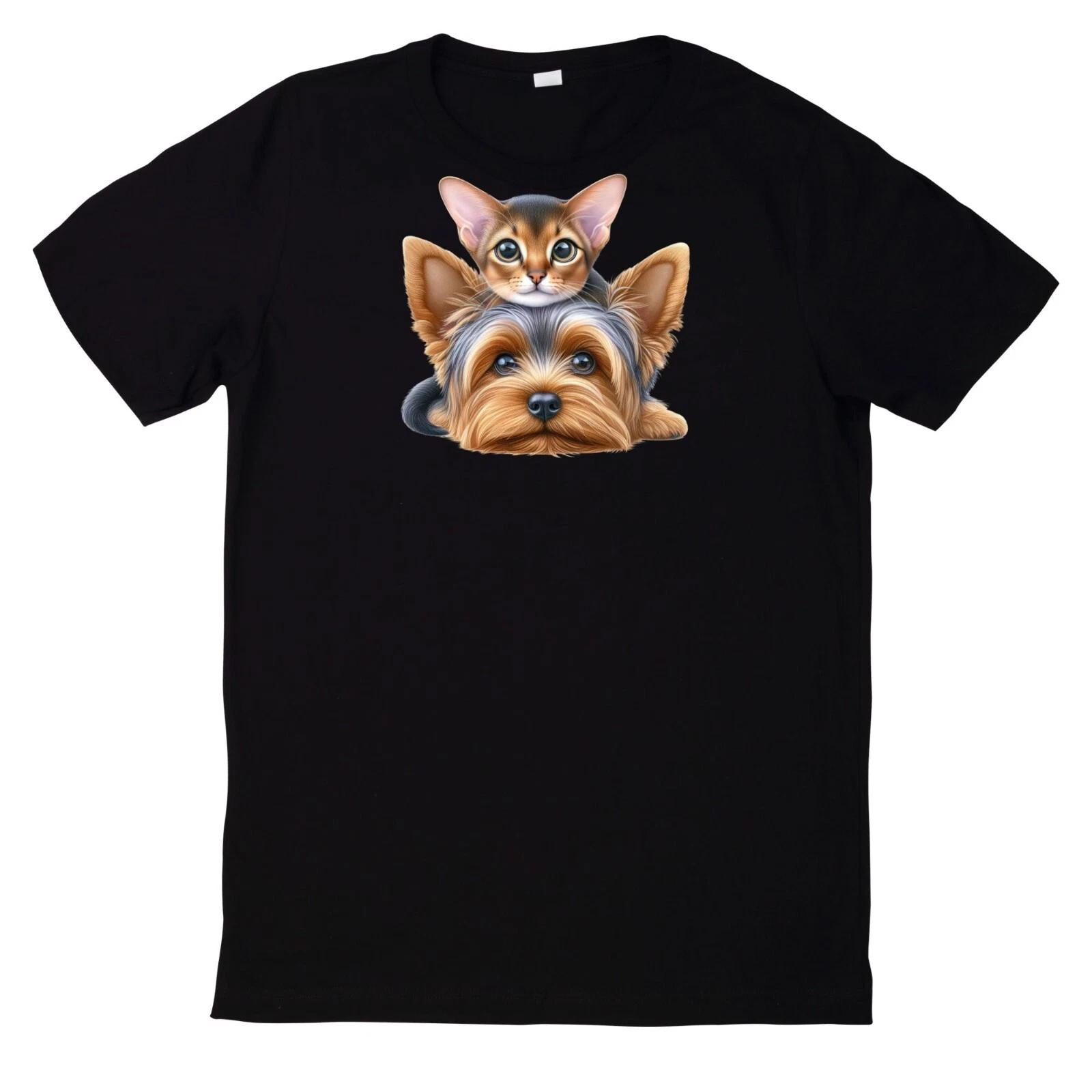 T-Shirt Lustiges Beste Freunde Katze und Hund Motiv XS