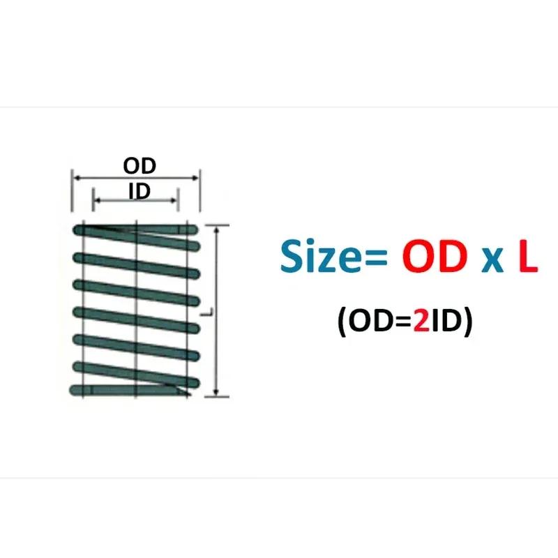10 pezzi Molle per Stampo a Pressione per Carichi Pesanti Molla di Compressione Verde Diametro Esterno 8 10 12 14 16 18 20 22 25 27 30 35 40 mm Lunghezza 20 - 200 mm
