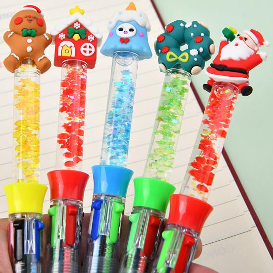 Christmas Theme Multicolored Pen 0.5MM Smooth Writing Retractable Ballpoint Pen for Student Artist Christmas Stocking Fillers Office Supplies