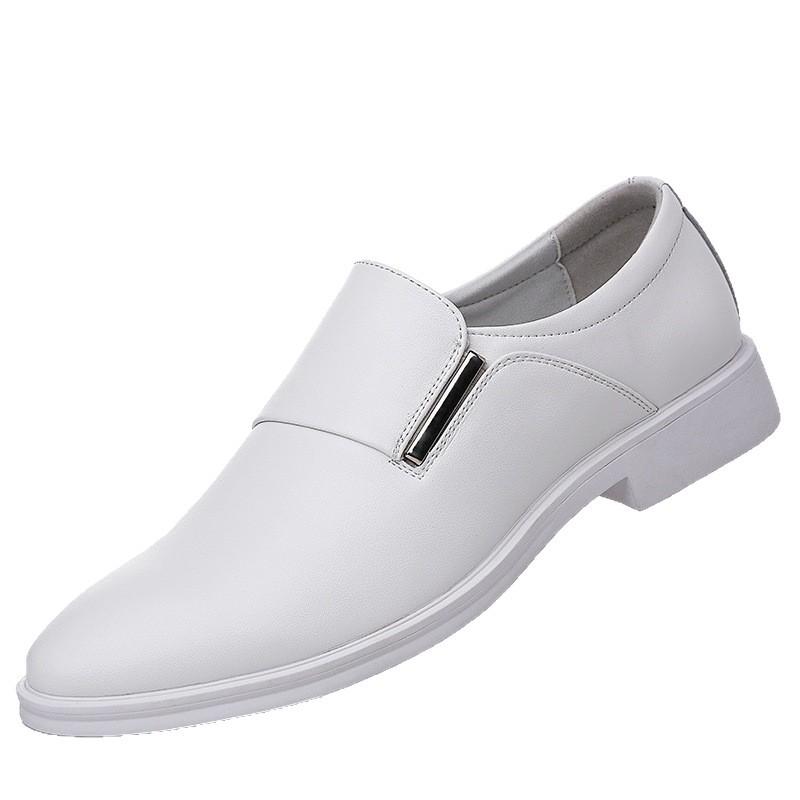 White leather shoes men's genuine leather spring breathable 2025 new formal business derby shoes men