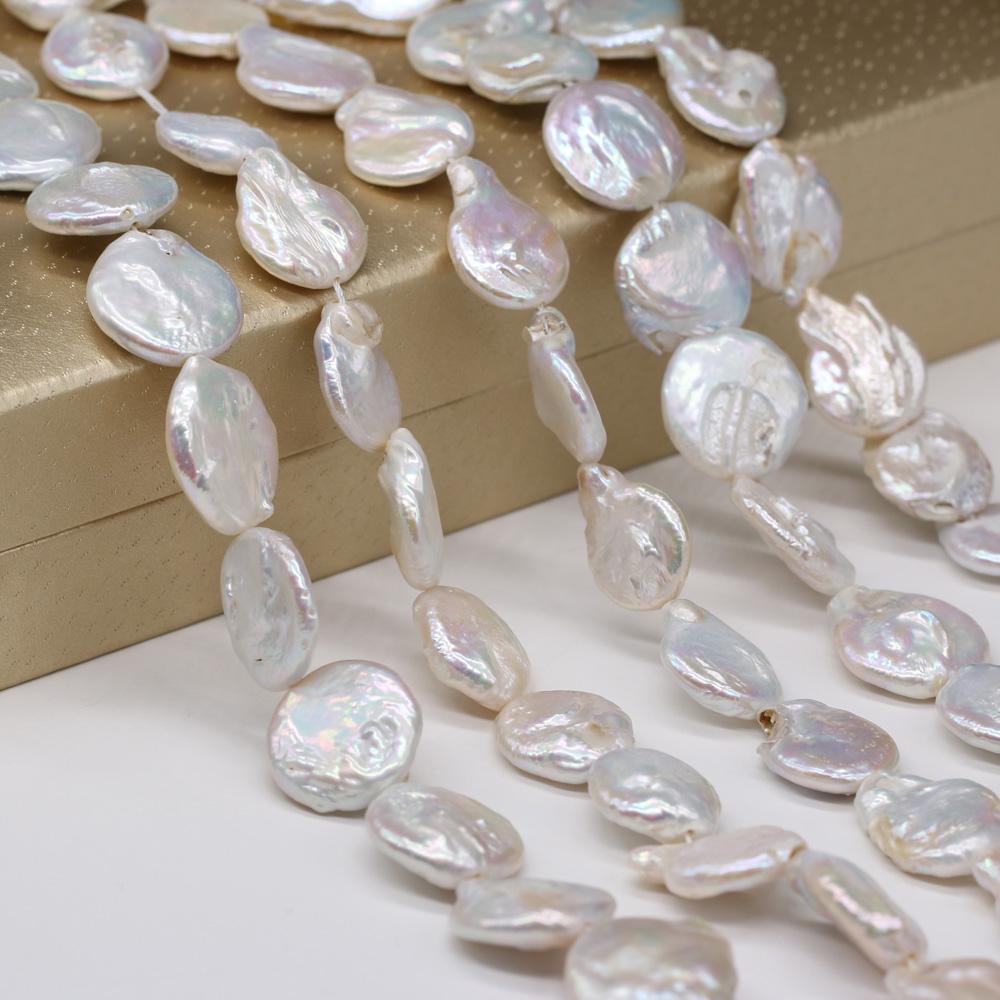 1String, Baroque Shape Pearls, White Natural Freshwater Pearl Beads, 16-17 Mm, for DIY Necklace Bracelet Accessories, Jewelry Making, 36cm