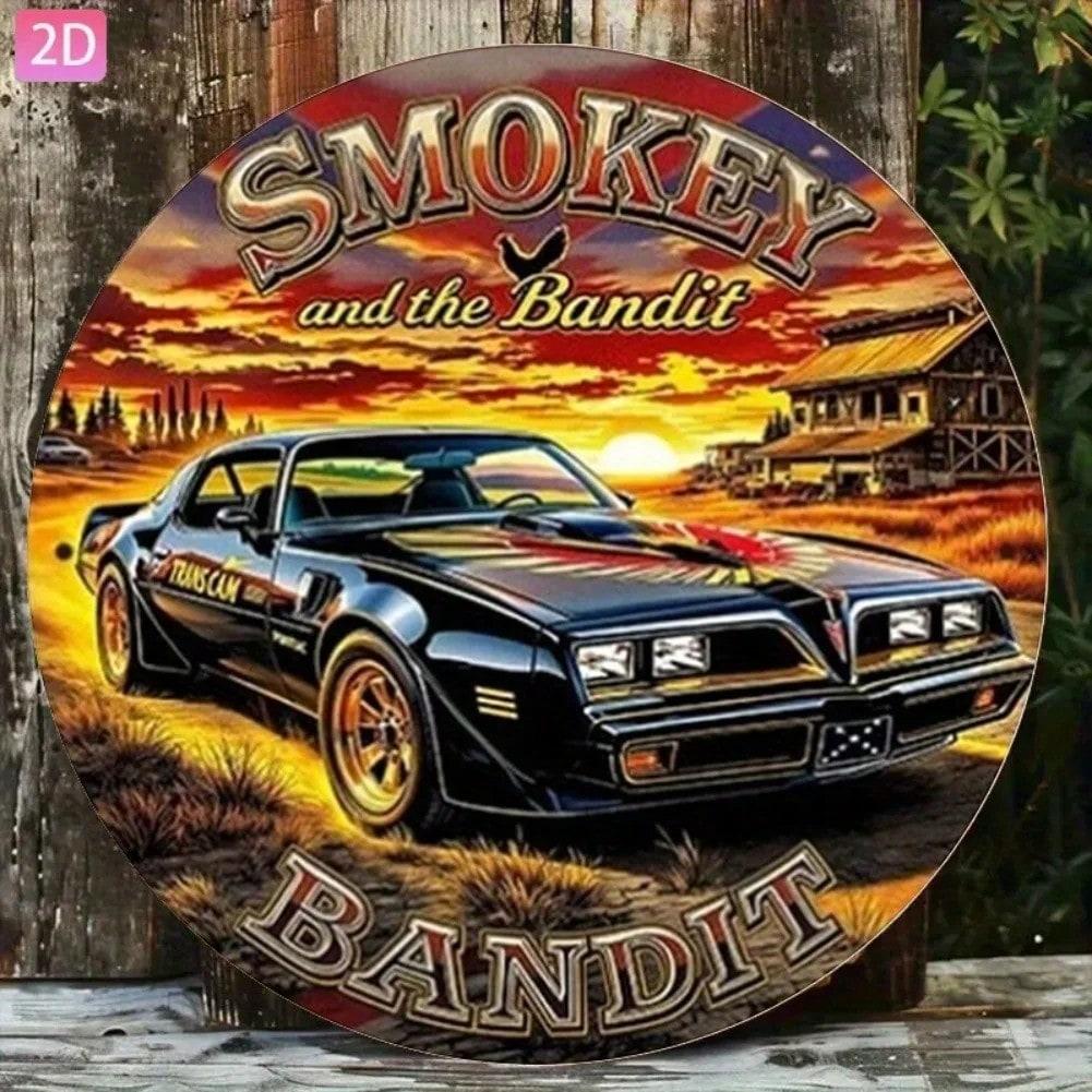 Metal Wall Art 2D Flat Smokey Bandit Retro Car Sign Outdoor Garage Decor 20x20