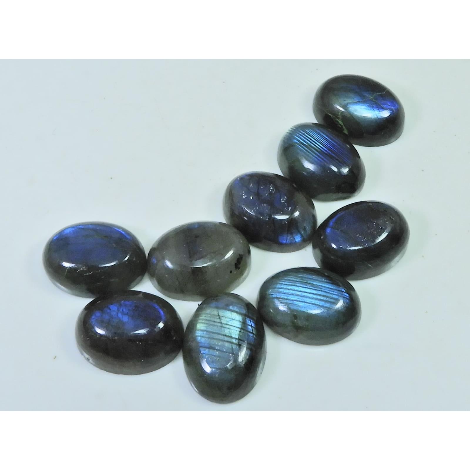 12X16MM Natural Labradorite Blue Fire Oval Cabochon Loose Gemstone 09Pcs Lot C-1091