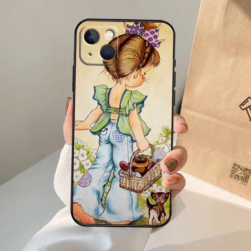 Sarah Kay patroon Case Voor iPhone 16 15 14 13 12 11 Pro Max XS XR X Plus 12 13 Mini Bumper Achterkant Cover