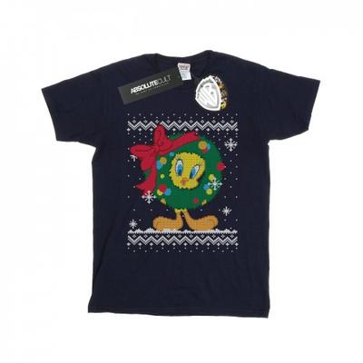 T-shirt Boyfriend en Coton Fair Isle de Noël Tweety Pie pour Femmes